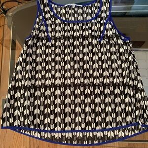 Collective Concepts Black and White Tank Top with Blue Trim